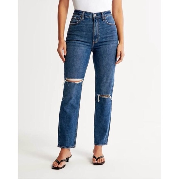 Abercrombie & Fitch Denim - Abercrombie & Fitch the ankle straight ultra high rise distressed jeans